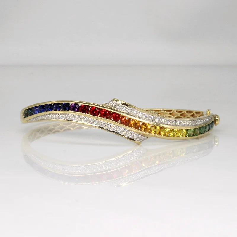 Last Chance To Shop High-End Jewelry At Markdown Prices Synthetic Rainbow Sapphire & Diamond Bracelet | 3.00ctw, 0.25ctw | 7" |