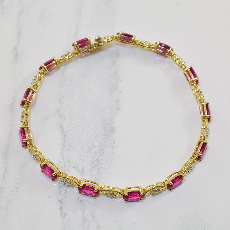 Dainty And Elegant Jewelry Now At Reduced Prices Synthetic Ruby & Diamond Tennis Bracelet | 13.00ctw, 0.02ctw | 7.5" | Dainty And Elegant Jewelry Now At Reduced Prices Synthetic Ruby & Diamond Tennis Bracelet | 13.00ctw, 0.02ctw | 7.5" |