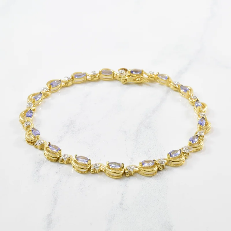 Personalized Engraved Jewelry For Meaningful Gifts Tanzanite & Diamond Accented Tennis Bracelet | 0.04ctw, 2.20ctw | 7.5" | Personalized Engraved Jewelry For Meaningful Gifts Tanzanite & Diamond Accented Tennis Bracelet | 0.04ctw, 2.20ctw | 7.5" |