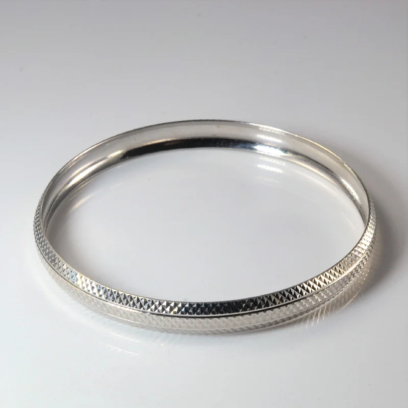 Luxury Meets Affordability – Jewelry Sale Now Live Textured White Gold Bangle | 8" | Luxury Meets Affordability – Jewelry Sale Now Live Textured White Gold Bangle | 8" |