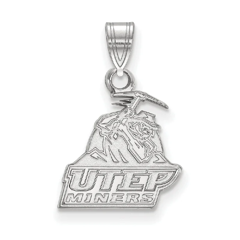 Shop Dazzling Jewelry With Special Promotional Discounts 10k White Gold U. of Texas at El Paso Small 'Miners' Pendant Shop Dazzling Jewelry With Special Promotional Discounts 10k White Gold U. of Texas at El Paso Small 'Miners' Pendant