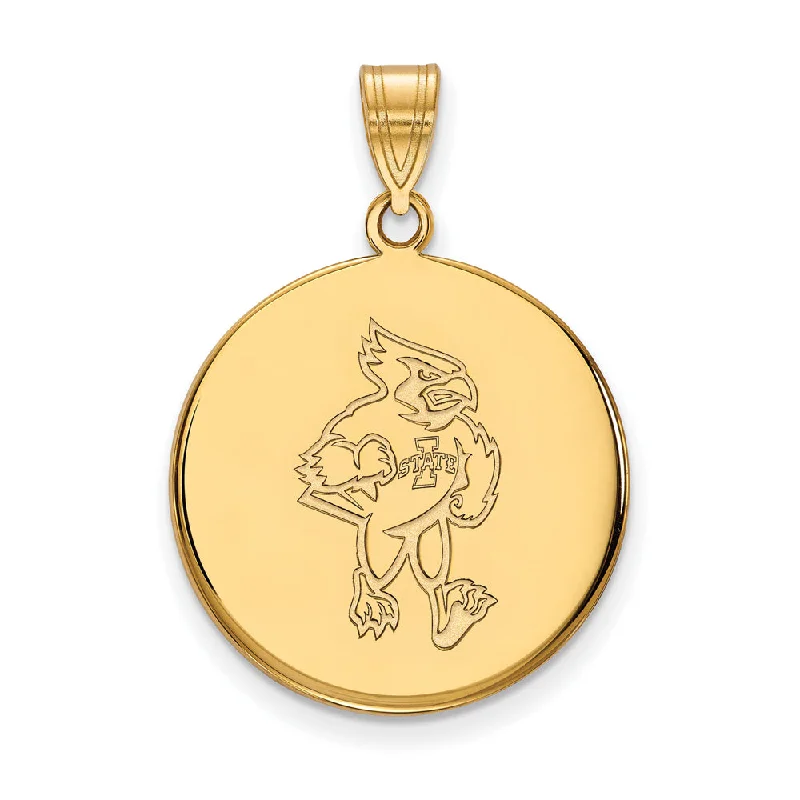 Personalized Jewelry At Special Discount Rates 10k Yellow Gold Iowa State Large Mascot Disc Pendant