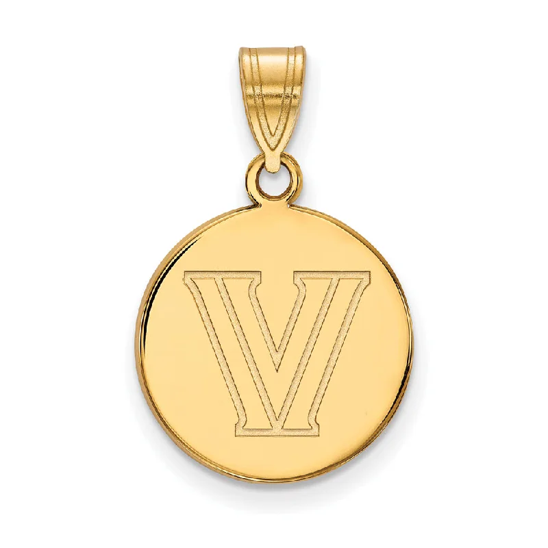 Timeless Beauty, Unbeatable Deals – Jewelry Sale On 10k Yellow Gold Villanova U. Medium Logo Disc Pendant