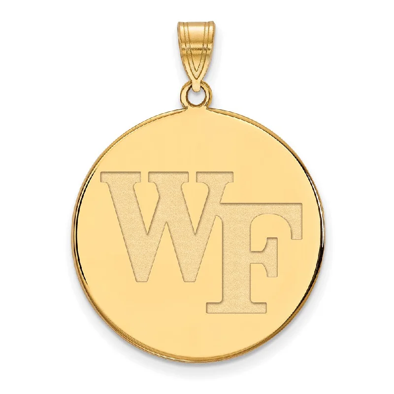 Waterproof Stainless Steel Jewelry For Lasting Beauty 10k Yellow Gold Wake Forest U. XL 'WF' Disc Pendant Waterproof Stainless Steel Jewelry For Lasting Beauty 10k Yellow Gold Wake Forest U. XL 'WF' Disc Pendant