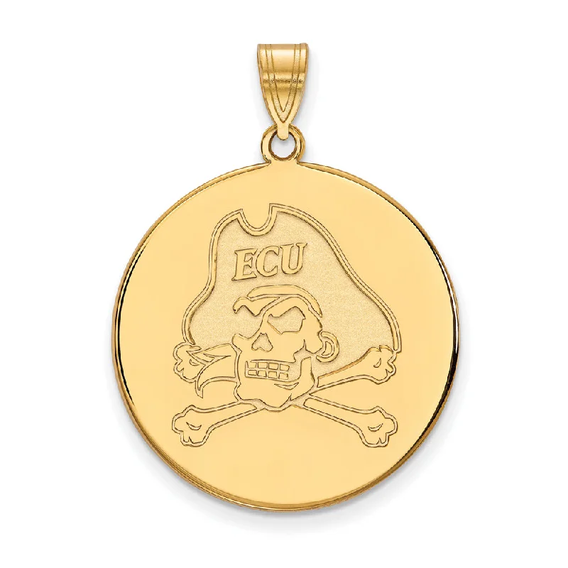 Clearance Sale On High-End Jewelry Collections 14k Gold Plated Silver East Carolina U XL Disc Pendant