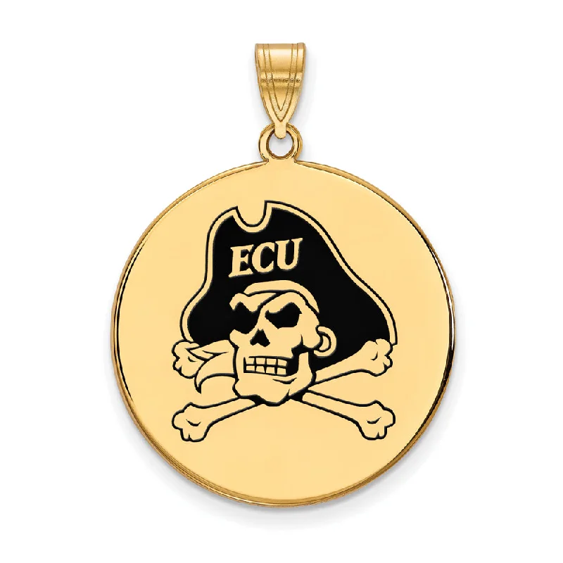 Fashion-Forward Geometric Jewelry For Contemporary Style 14k Gold Plated Silver East Carolina U XL Enamel Disc Pendant