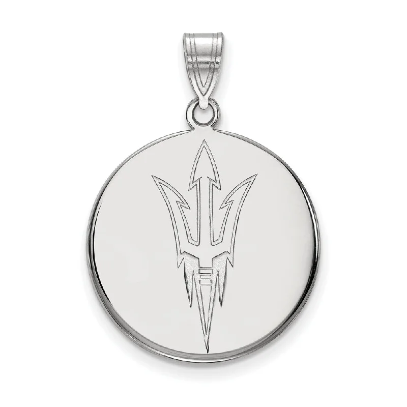 Personalized Engraved Jewelry For Meaningful Gifts 14k White Gold Arizona State Large Disc Logo Pendant