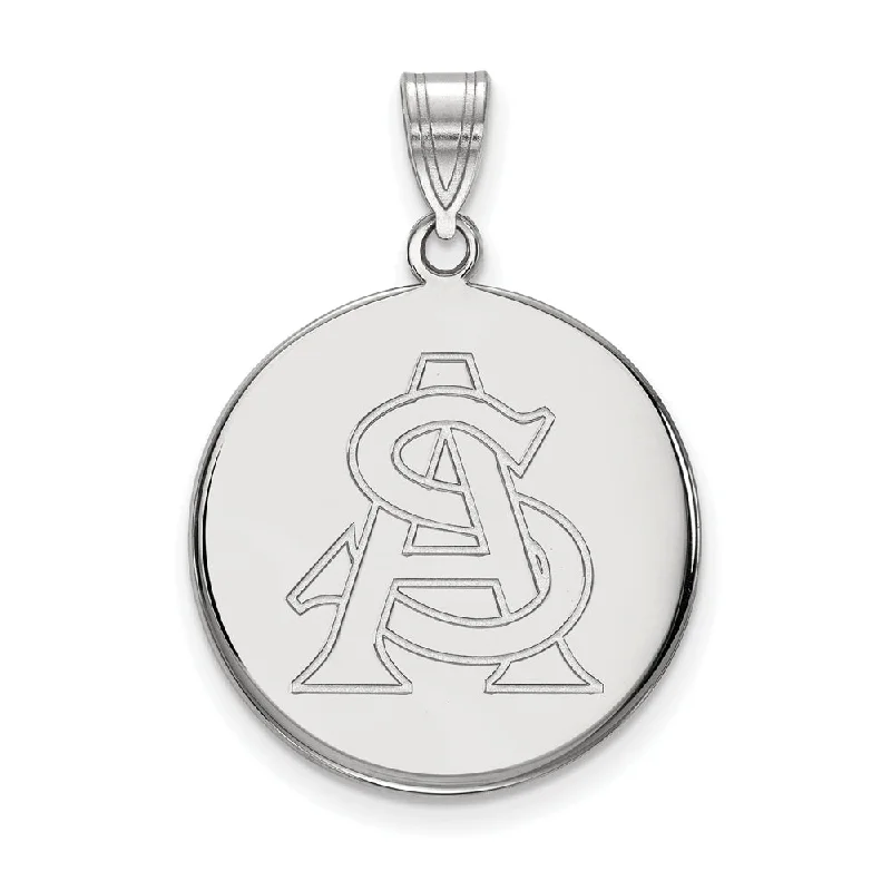 Premium Diamond Jewelry For Unforgettable Moments 14k White Gold Arizona State Large Disc Pendant
