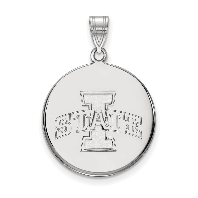 Luxury Jewelry Now At Special Promotional Rates 14k White Gold Iowa State Large Disc Pendant