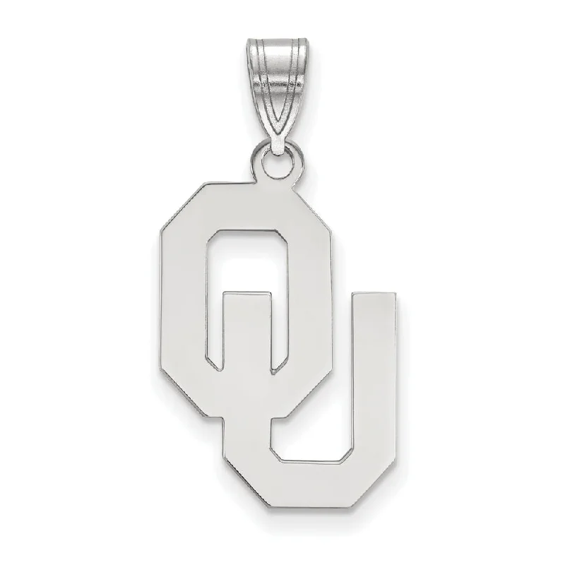 Discounted Jewelry For A Glamorous Look 14k White Gold U. of Oklahoma Large Pendant
