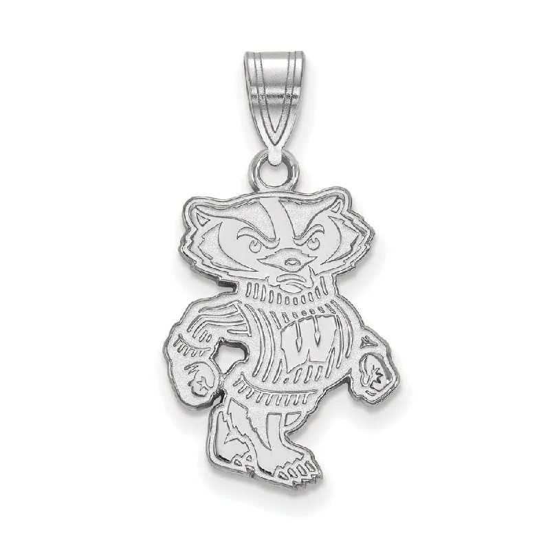 Classic And Modern Jewelry Styles On Sale 14k White Gold U. of Wisconsin Large Badgers Pendant