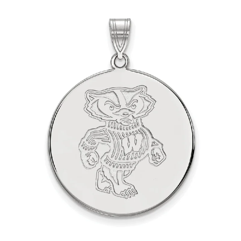Get Your Favorite Jewelry At The Best Price 14k White Gold U. of Wisconsin XL Badgers Disc Pendant