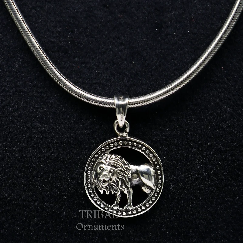 Your Perfect Accessory Now At The Best Price 925 sterling silver india traditionally cultural lion pendant, amazing horoscope zodiac unisex Leo pendant unique Singh Rashi pendant nsp570