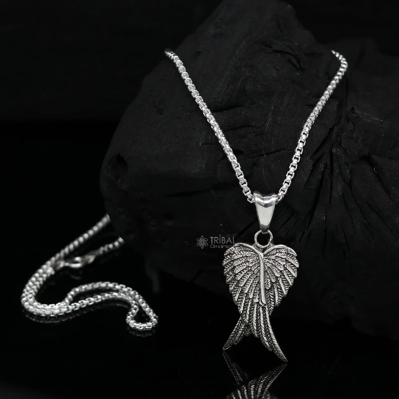 Trending Jewelry Now At Unbeatable Prices 925 sterling silver unique bird wing pendant/ bird feather pendant, silver wing necklace, animal jewelry nsp635