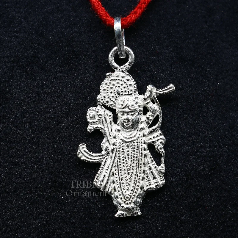 Elevate Your Jewelry Collection With Limited-Time Savings 925 sterling silver vintage Antique stylish Hindu idol Krishna shrinath ji Pendant, amazing design stunning pendant gifting jewelry nsp564