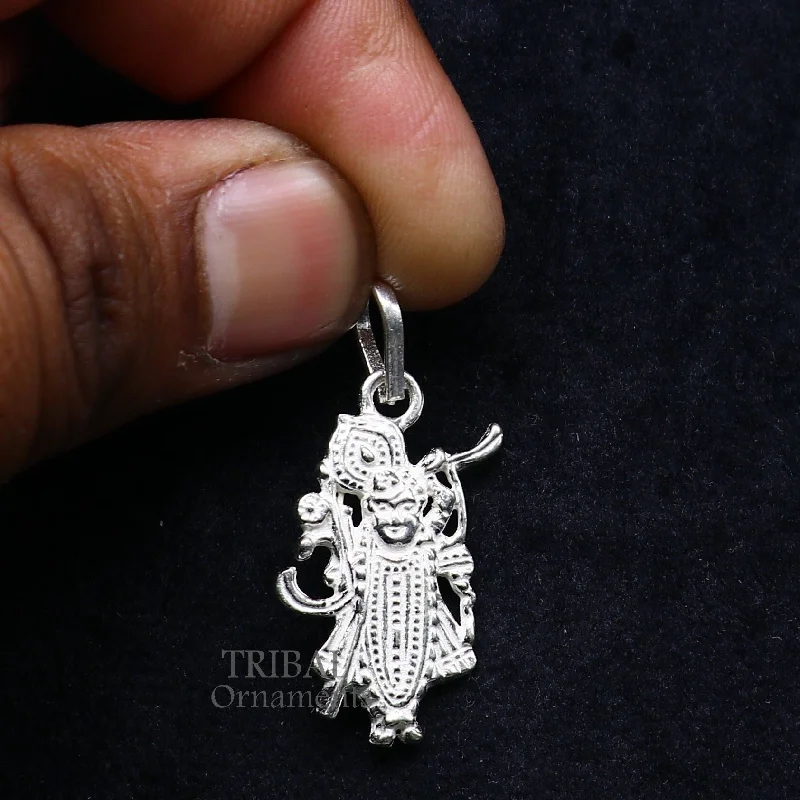 Handmade Pearl Jewelry For Timeless Elegance 925 sterling silver vintage Antique stylish Hindu idol Krishna shrinath ji Pendant, amazing design stunning pendant gifting jewelry nsp565