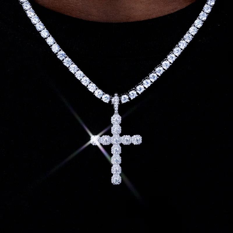 Best-Selling Jewelry Now Available At Special Deals 925s & VVS Moissanite Cluster Cross Necklace Best-Selling Jewelry Now Available At Special Deals 925s & VVS Moissanite Cluster Cross Necklace