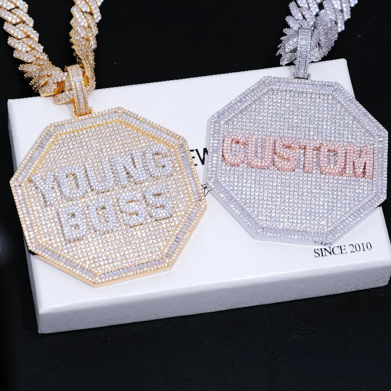 Affordable Gold-Plated Jewelry For Modern Fashion CUSTOM LETTER NECKLACE 3D BIG OCTAGON