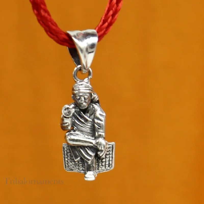Elevate Your Outfit With Discounted Statement Jewelry Divine 925 sterling silver handmade Indian idol Sai Baba pendant, amazing blessing pendant locket personalized jewelry tribal jewelry ssp976