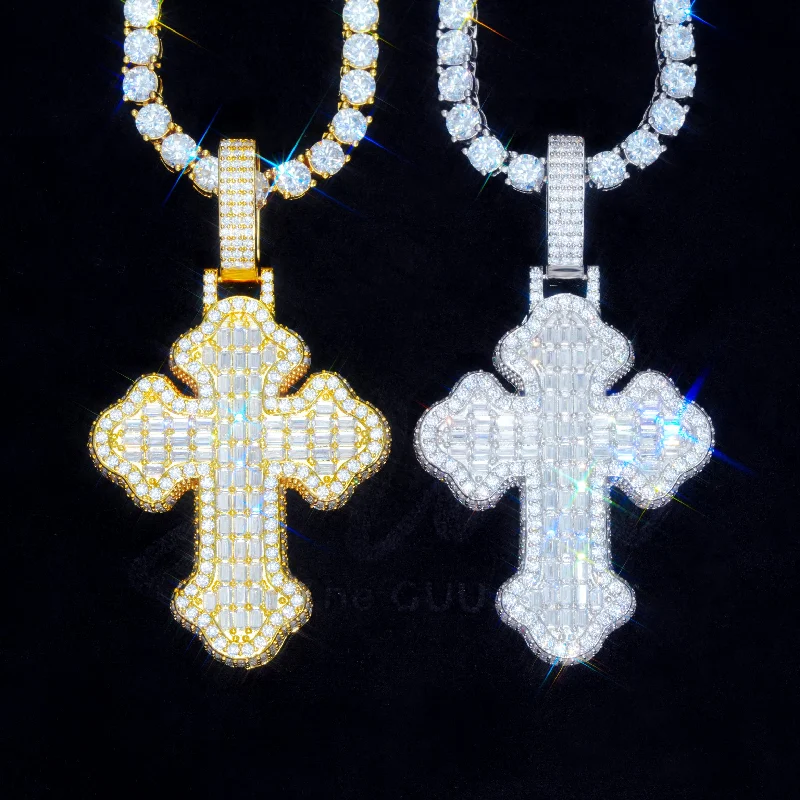Get The Sparkle You Love At Prices You Adore Iced Baguette Gothic Cross Necklace