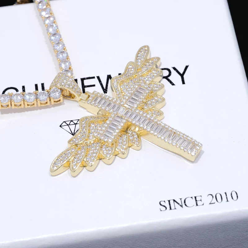 Timeless Jewelry Styles At Wallet-Friendly Prices Baguette Iced Cross With Wing Necklace Timeless Jewelry Styles At Wallet-Friendly Prices Baguette Iced Cross With Wing Necklace
