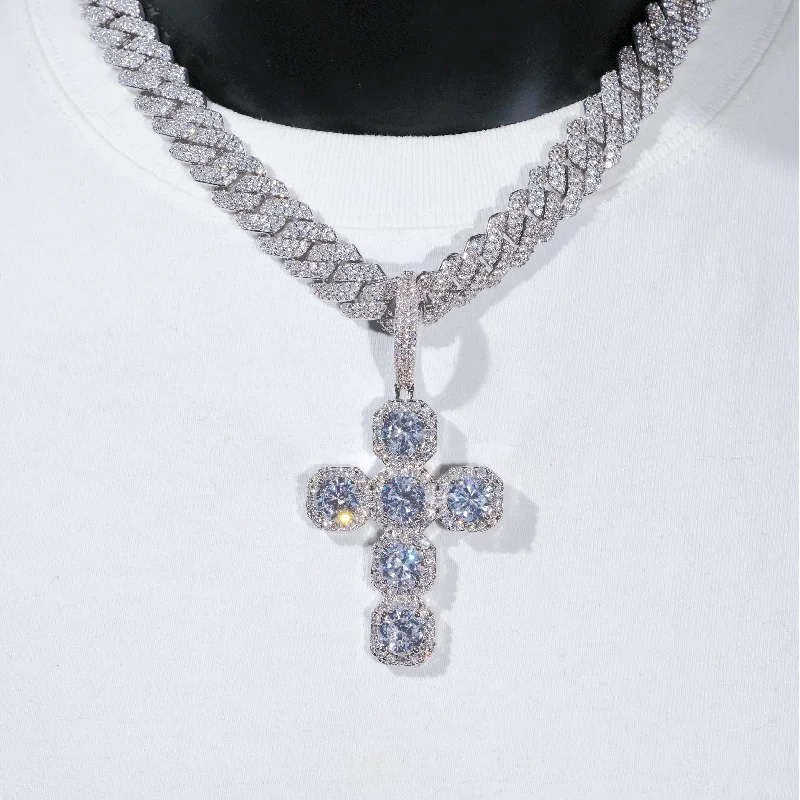 Make Your Outfit Shine With Discounted Jewelry Iced Large Gemstone Cross Necklace