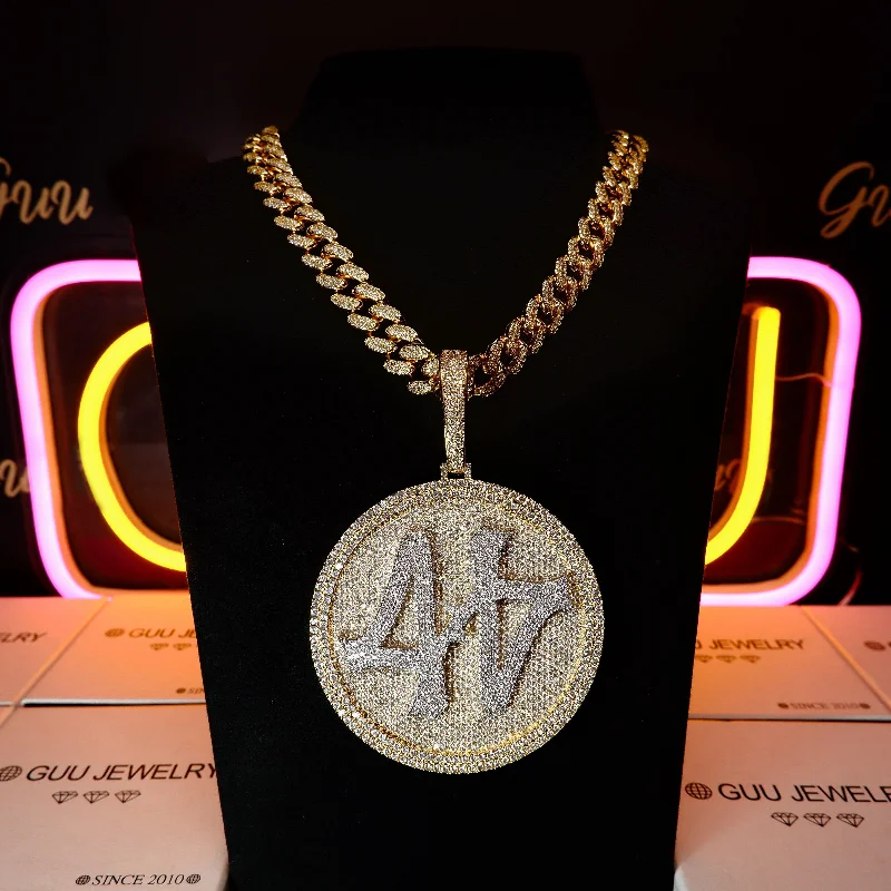 Best Jewelry Deals – Shop Premium Pieces At Great Prices Iced Gold-Plated 3D Big 44 Disc BlingBling Necklace