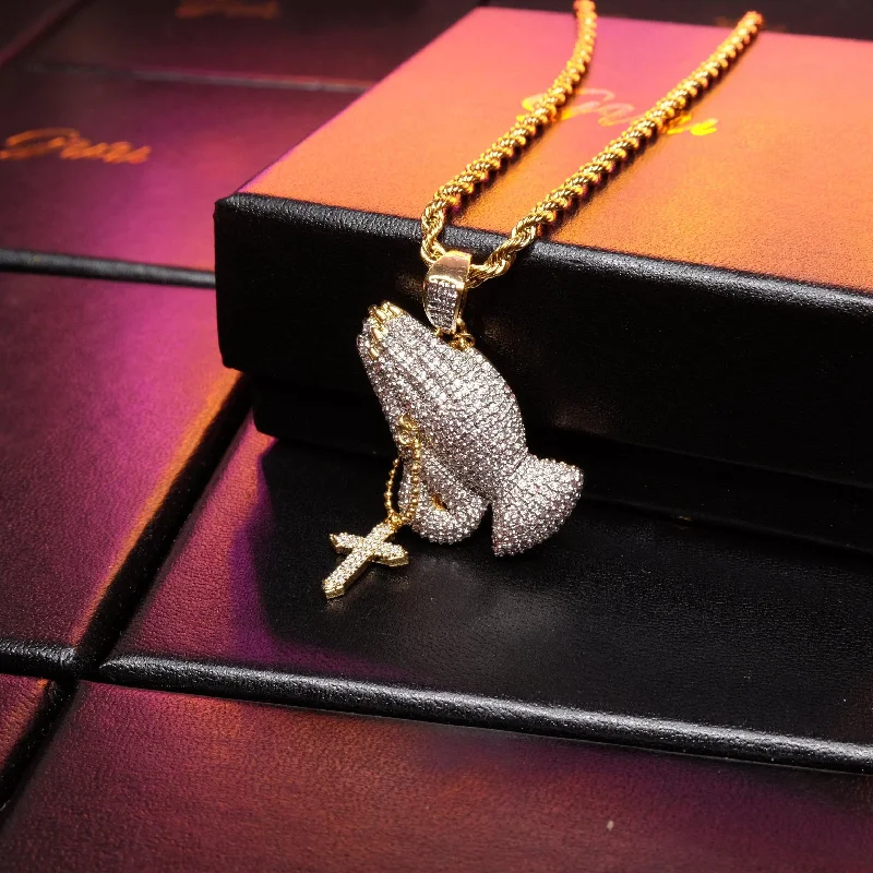 Bold And Beautiful Jewelry Now At Irresistible Prices Iced Two-tone Prayer Gesture Cross Hip Hop Pendant Jewelry Bold And Beautiful Jewelry Now At Irresistible Prices Iced Two-tone Prayer Gesture Cross Hip Hop Pendant Jewelry