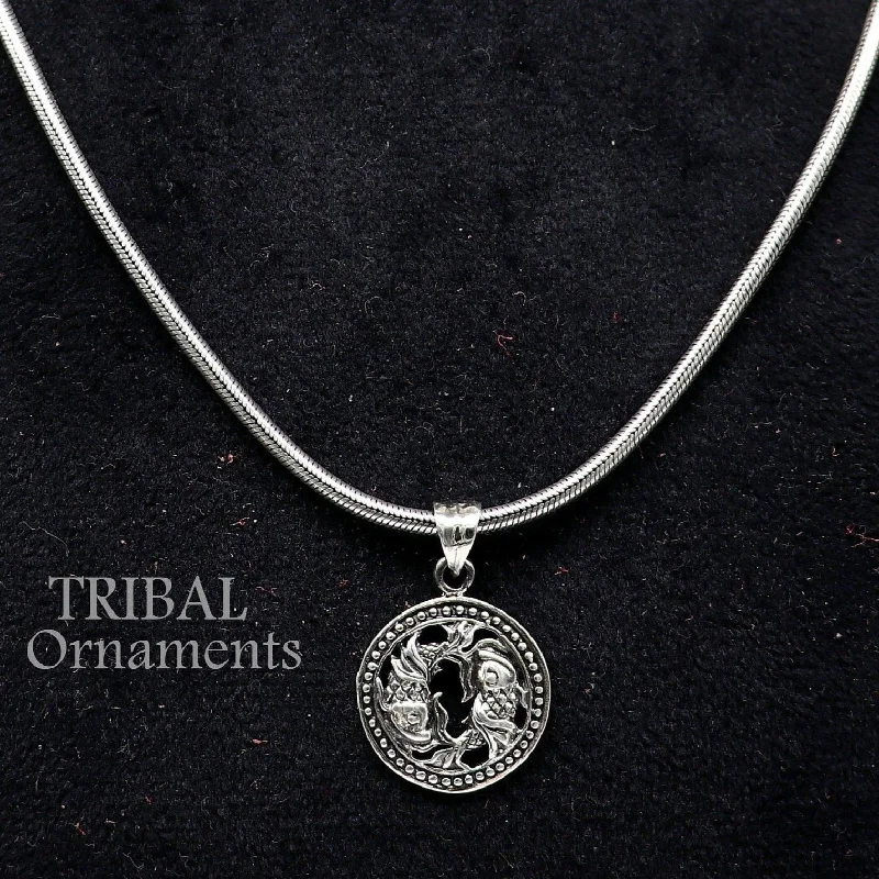 Once-A-Year Jewelry Deals – Shop Before They’Re Gone Modern trendy Zodiac sign Pisces symbol pendant 925 sterling silver unique Design horoscope "Meen Rashi" pendant best jewelry nsp577