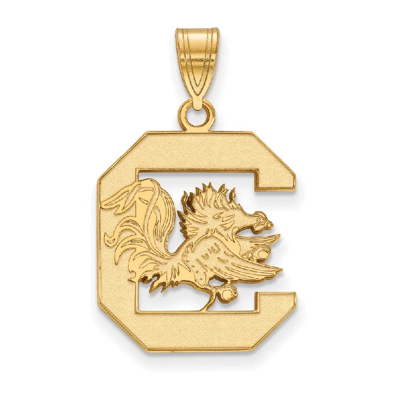 Trendy Minimalist Jewelry For Everyday Wear 14k Yellow Gold South Carolina Large Logo Pendant