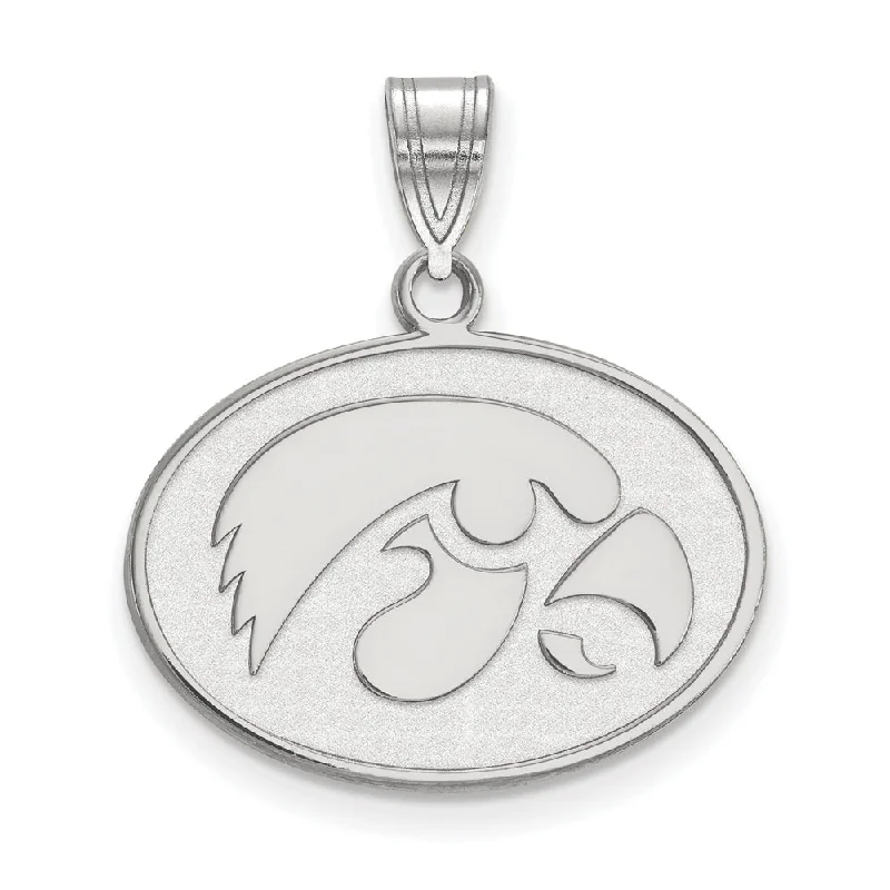 Romantic Heart-Shaped Jewelry For Special Gifts Sterling Silver U. of Iowa Medium Oval Mascot Pendant