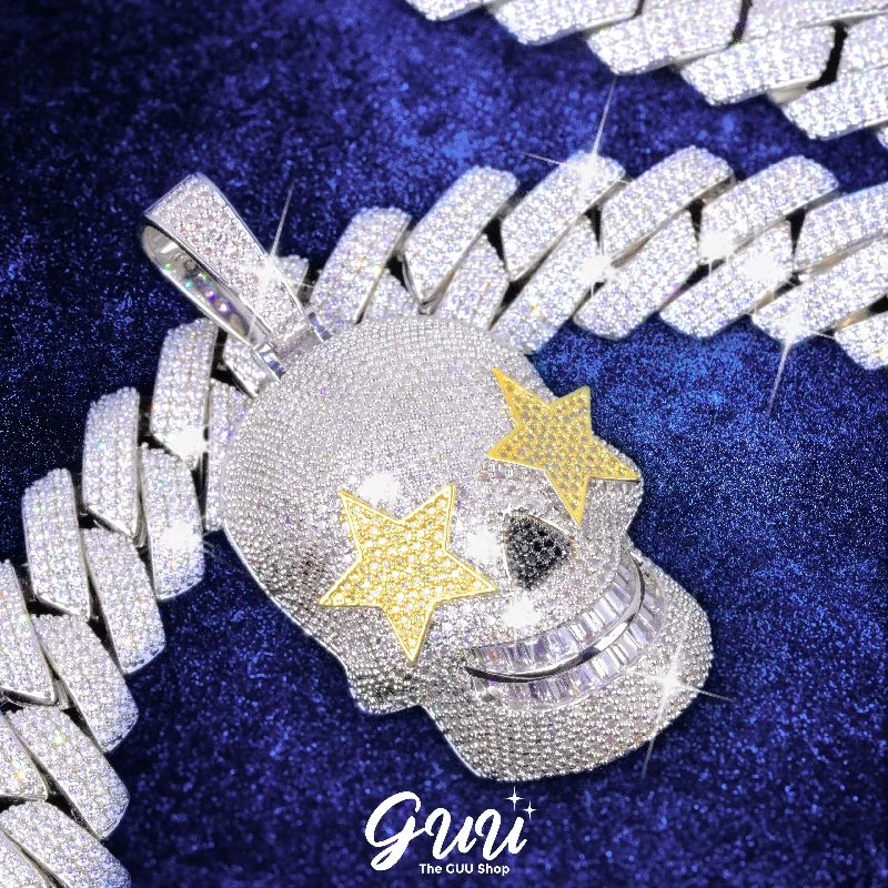 Glamorous Jewelry, Glamorous Deals – Shop Now Star Eyes Skull Solid Iced Necklace