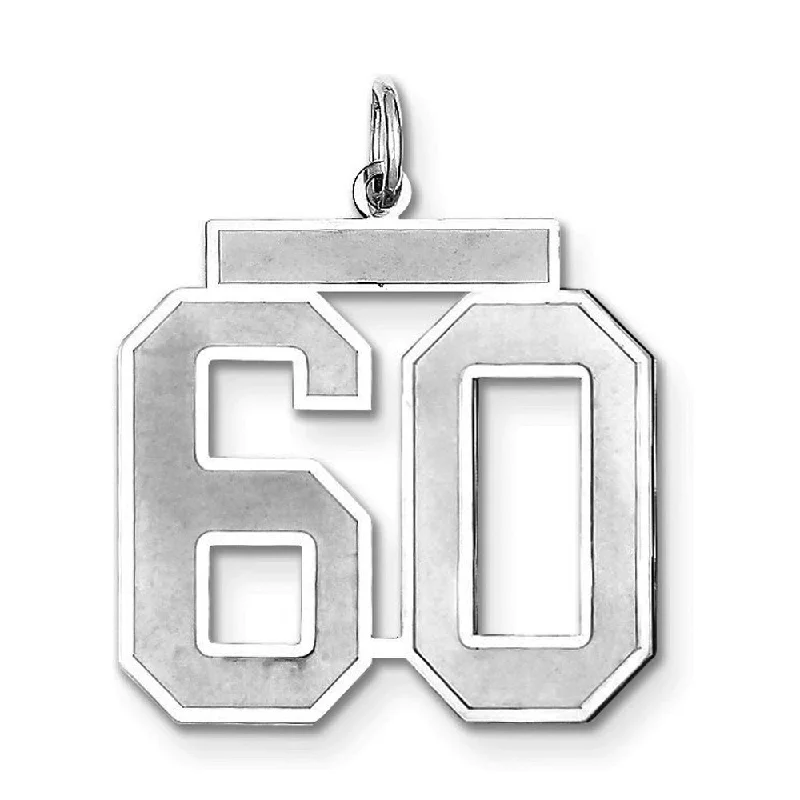 Affordable Luxury Jewelry For Every Occasion Sterling Silver, Jersey Collection, Large Number 60 Pendant Affordable Luxury Jewelry For Every Occasion Sterling Silver, Jersey Collection, Large Number 60 Pendant