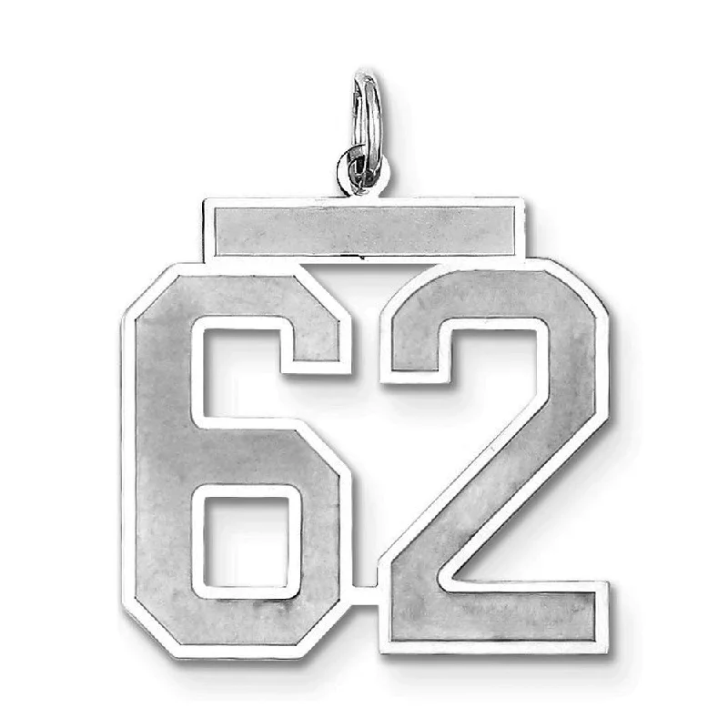 Huge Savings On Timeless Jewelry Collections Sterling Silver, Jersey Collection, Large Number 62 Pendant Huge Savings On Timeless Jewelry Collections Sterling Silver, Jersey Collection, Large Number 62 Pendant