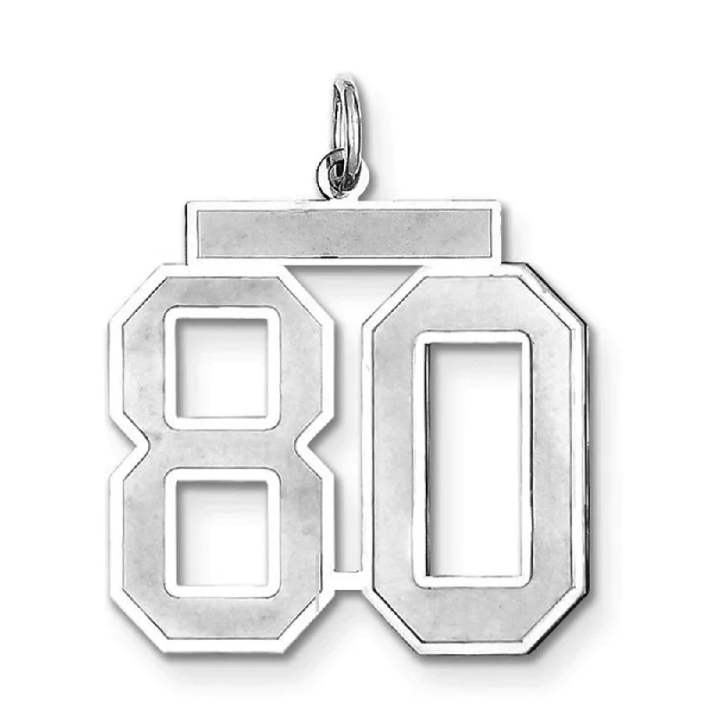 Luxury Jewelry Without The Luxury Price Tag Sterling Silver, Jersey Collection, Large Number 80 Pendant Luxury Jewelry Without The Luxury Price Tag Sterling Silver, Jersey Collection, Large Number 80 Pendant
