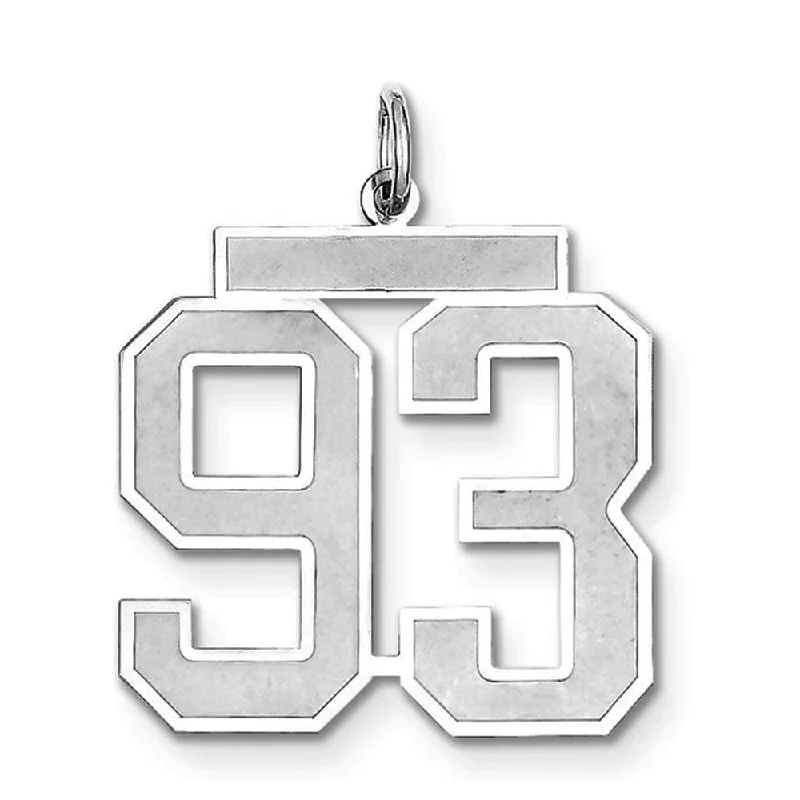 Customized Silver Jewelry For Unique Style Sterling Silver, Jersey Collection, Large Number 93 Pendant Customized Silver Jewelry For Unique Style Sterling Silver, Jersey Collection, Large Number 93 Pendant