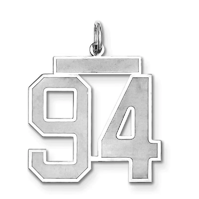 Personalized Engraved Jewelry For Meaningful Gifts Sterling Silver, Jersey Collection, Large Number 94 Pendant