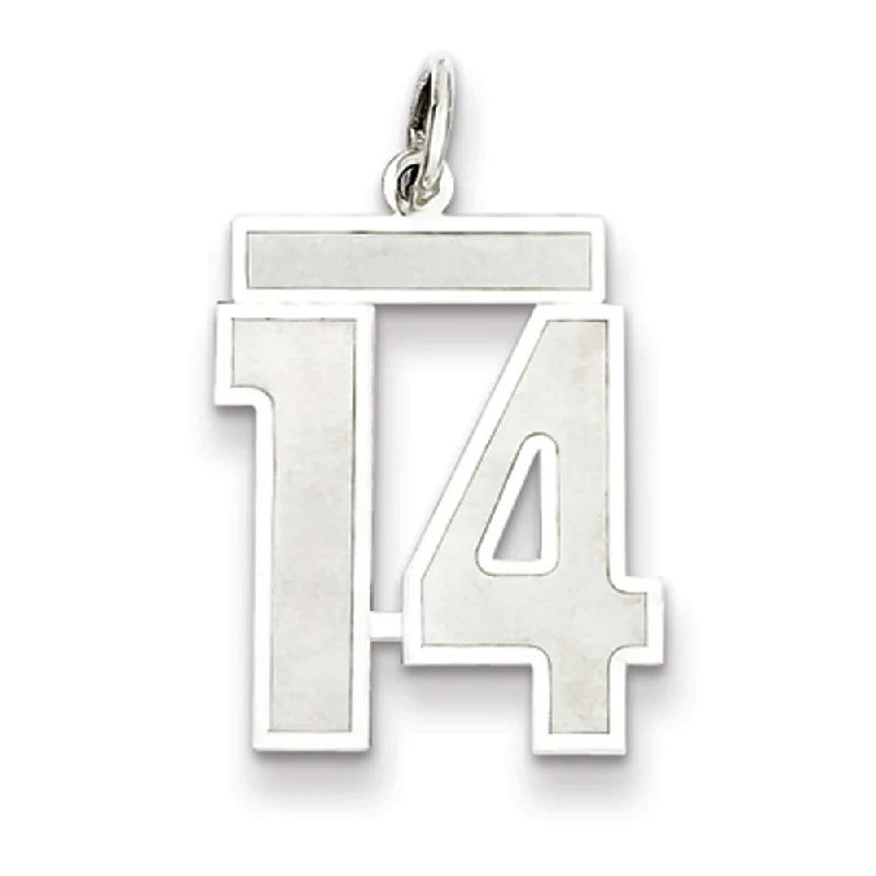 Discounted Luxury Jewelry – Shine Without The Splurge Sterling Silver, Jersey Collection, Medium Number 14 Pendant Discounted Luxury Jewelry – Shine Without The Splurge Sterling Silver, Jersey Collection, Medium Number 14 Pendant