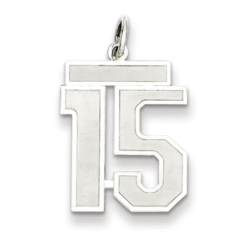 Affordable Glamour – Premium Jewelry At Special Prices Sterling Silver, Jersey Collection, Medium Number 15 Pendant Affordable Glamour – Premium Jewelry At Special Prices Sterling Silver, Jersey Collection, Medium Number 15 Pendant