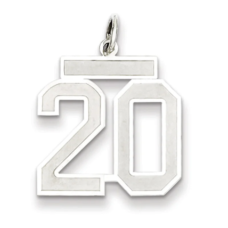 Discounted Jewelry For A Glamorous Look Sterling Silver, Jersey Collection, Medium Number 20 Pendant Discounted Jewelry For A Glamorous Look Sterling Silver, Jersey Collection, Medium Number 20 Pendant