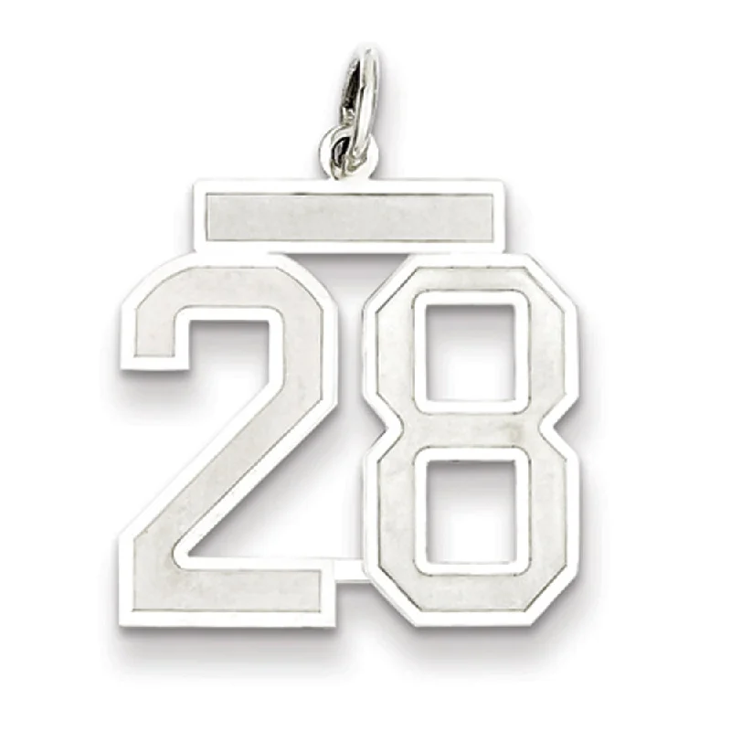 Limited-Stock Jewelry Sale – Once It's Gone, It's Gone Sterling Silver, Jersey Collection, Medium Number 28 Pendant Limited-Stock Jewelry Sale – Once It's Gone, It's Gone Sterling Silver, Jersey Collection, Medium Number 28 Pendant