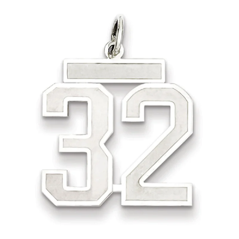 High-Quality Jewelry At A Fraction Of The Cost Sterling Silver, Jersey Collection, Medium Number 32 Pendant High-Quality Jewelry At A Fraction Of The Cost Sterling Silver, Jersey Collection, Medium Number 32 Pendant