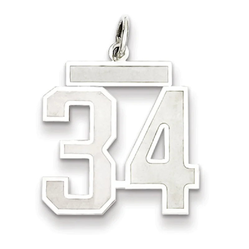 Unmissable Jewelry Sale – Shop Before It's Too Late Sterling Silver, Jersey Collection, Medium Number 34 Pendant Unmissable Jewelry Sale – Shop Before It's Too Late Sterling Silver, Jersey Collection, Medium Number 34 Pendant