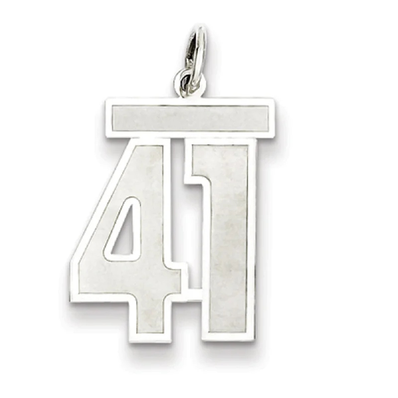 Big Discounts On Elegant Jewelry Collections Sterling Silver, Jersey Collection, Medium Number 41 Pendant
