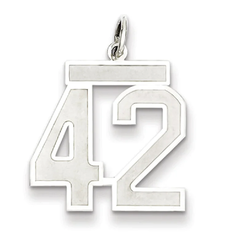Luxury Jewelry Clearance – Shop Premium Styles Now Sterling Silver, Jersey Collection, Medium Number 42 Pendant