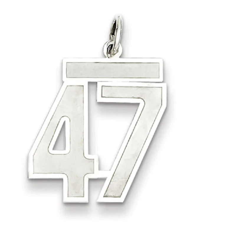 Affordable Elegance – Special Jewelry Sale Now Live Sterling Silver, Jersey Collection, Medium Number 47 Pendant