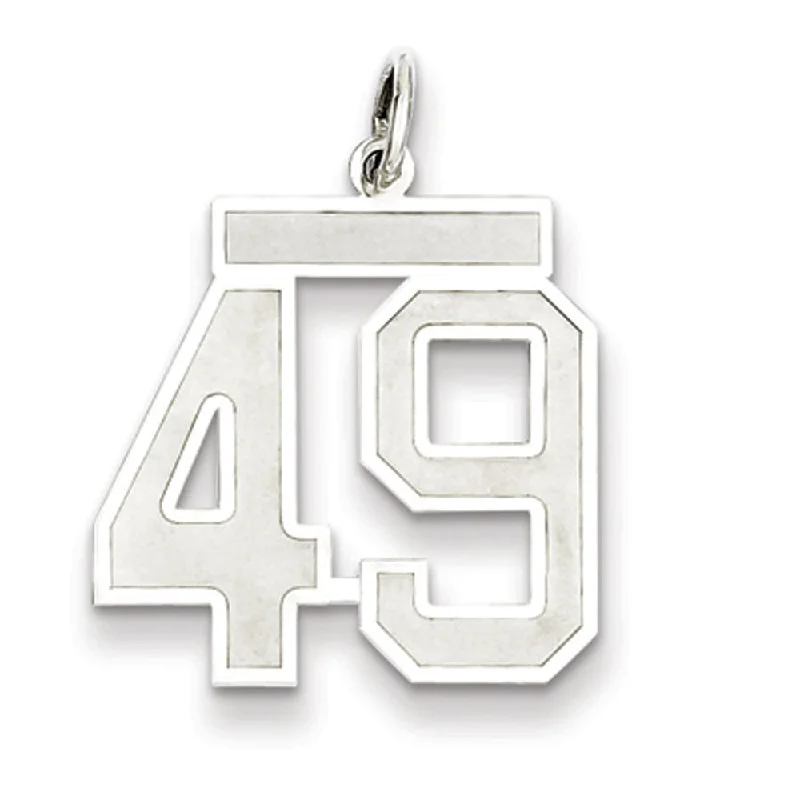 Stunning Statement Jewelry, Unbeatable Discounts Sterling Silver, Jersey Collection, Medium Number 49 Pendant