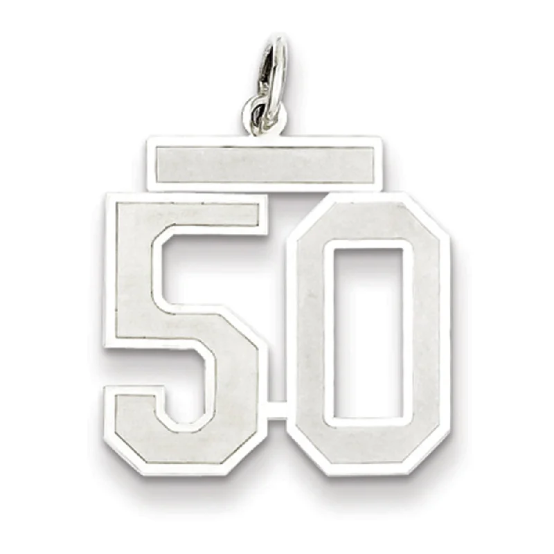 Flash Sale On Elegant Jewelry – Don't Miss Out Sterling Silver, Jersey Collection, Medium Number 50 Pendant
