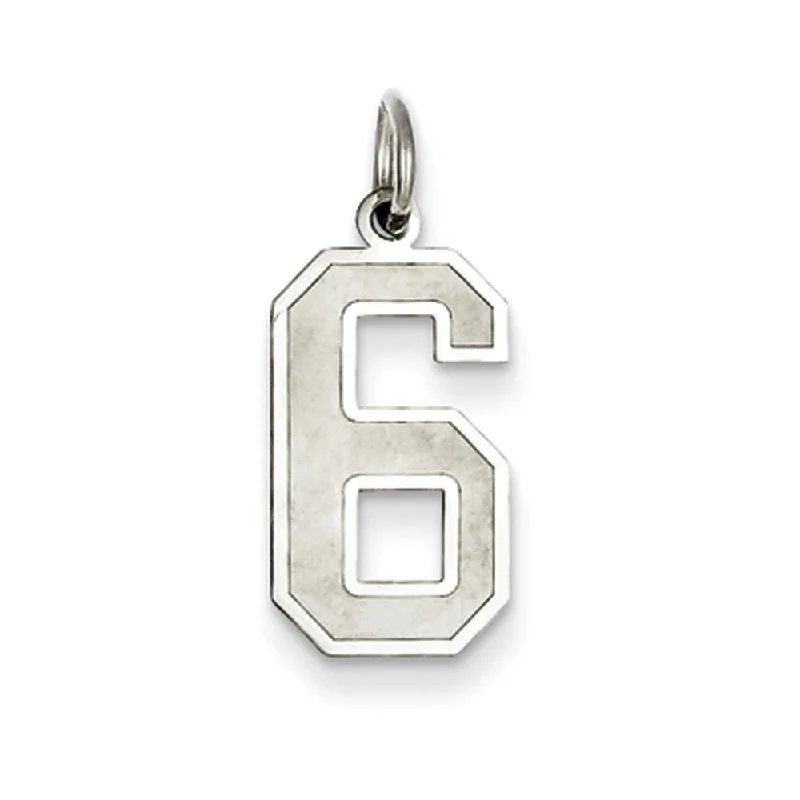 Final Call For Exquisite Jewelry At Reduced Rates Sterling Silver, Jersey Collection, Medium Number 6 Pendant