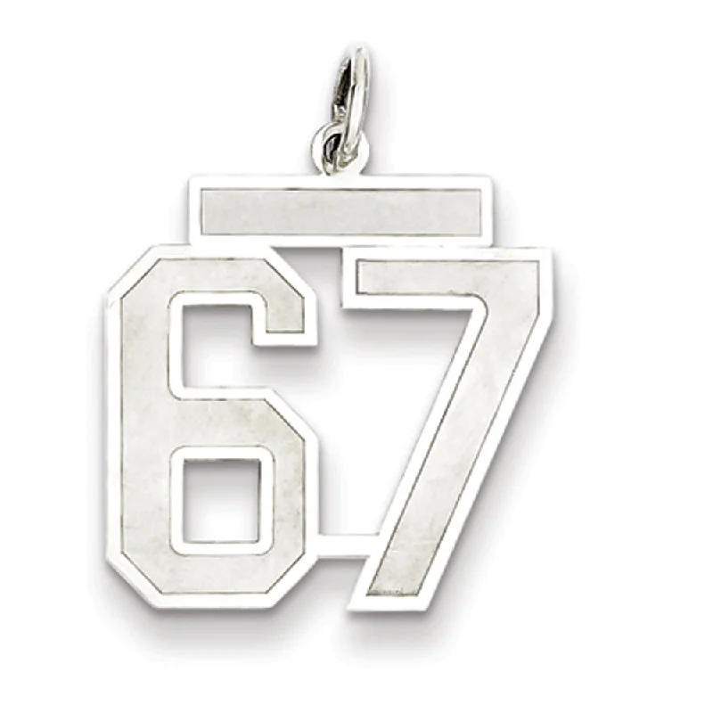 Elevate Your Jewelry Collection With Limited-Time Savings Sterling Silver, Jersey Collection, Medium Number 67 Pendant Elevate Your Jewelry Collection With Limited-Time Savings Sterling Silver, Jersey Collection, Medium Number 67 Pendant